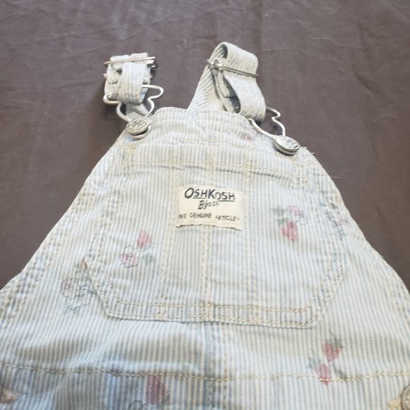 Oshkosh 12 Months Overalls Stripes Blue/White Floral Vintage - Picture 4 of 4